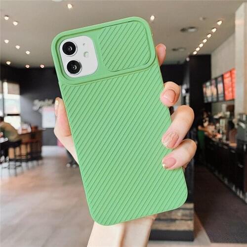 Slide Camera Protection Phone Case for iPhone 12 11Pro Max XR X XS Max 7 8 Plus SE 2020 Soft Liquid Silicone Back Cover