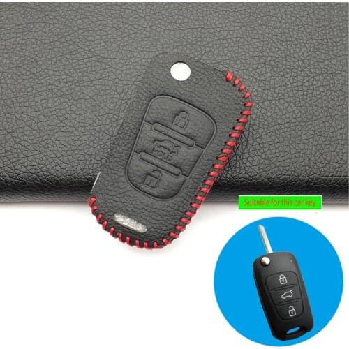 100% Leather Case Car Key Cover For Kia Sportage Sorento RIO K2 K5 For Hyundai i20 i30 i35 iX20 iX35 Solaris Verna