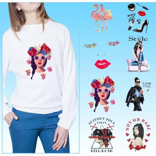 Colour makeup Heat Transfer Love Flower Heat-sensitive Patches Fashion Beauty Heat Transfer for Clothing Printed