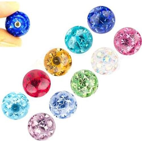 Epoxy Coated Ferido Multi CZ Crystal Loose Ball Body Piercing Replacements Accessories for Tongue Ring Labret Lip Ear Jewelry