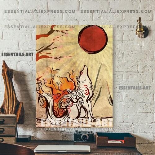 Okami Artwork Poster Canvas Wall Art Painting Decor Pictures Bedroom Study Living Room Home Decoration Prints