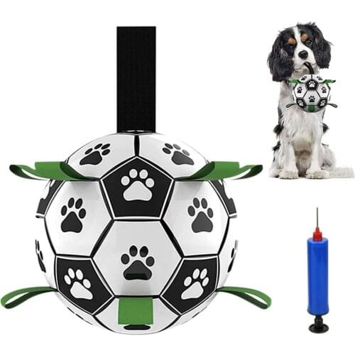 Dog Toys Interactive Pet Soccer Ball Football Toys with Grab Tabs Outdoor Training Durable Dog Balls for Small & Medium Dogs