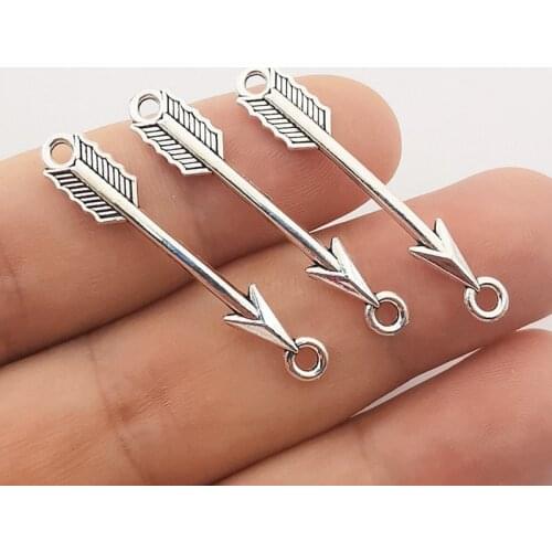 JINDINSP 10pcs 38x6mm Antique silver Plated Arrow Connector Charms For Jewelry Making ,DIY supplies, Jewelry accessories