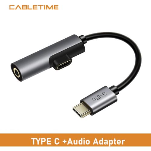 Cabletime USB C 3.5 Jack Earphone Type C Charging Cable 2 in 1Type C Convertor for Huawei mate 20 P30 pro Xiaomi Mi 6 8 9SE N215