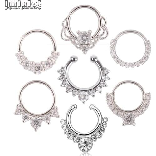 Imixlot 3PCS Fashion Fake Nose Ring Round Shape Fake Septum Piercing Hoop For Women Faux Clip Clicker Non Titanium Body Jewelry