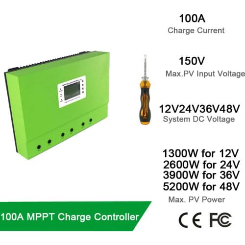 Master 80A 100A MPPT Solar Charge Controller 12V 24V 36V 48VDC Auto. Max PV Input 150V DC Battery Regulator for Solar Panels