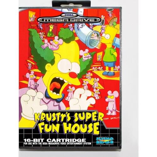 Krustys Super Fun House with Retail Box 16bit MD Game Card For Sega Mega Drive/ Genesis