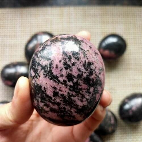 Hot product natural pink tourmaline quartz rhodonite palm stone for gift