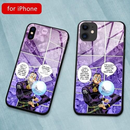 MimoseCase For Iphone X JoJo Bizarre Adventure Tempered Glass Case for Iphone 6 6s 7 8 Plus X Xr Xs Max 11ProMax DIY Phone Cover