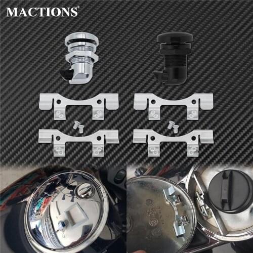 Motorcycle Fuel Door Latch Push Button Gas Oil Cap Tank Black/Chrome For Harley Touring Road Electra Glide 92-20 Street Glide