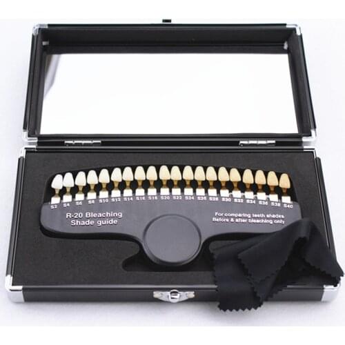 20 Colors Teeth Whitening set 3D Shade Guide Color Comparator Mirror Dentistry Cold Light Teeth White Bleaching Dental Plate