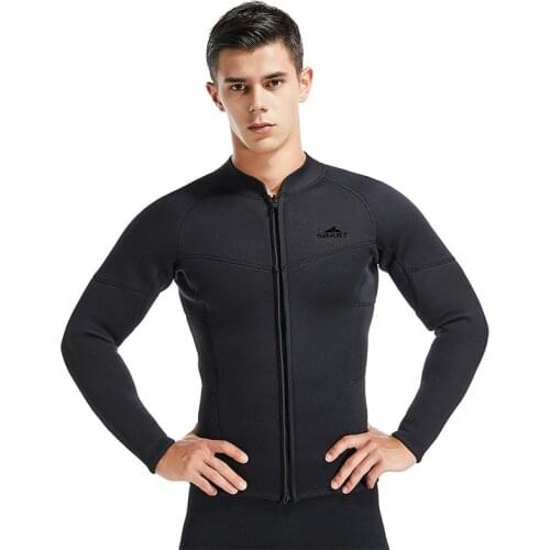 3MM Neoprene Men Spearfishing Jacket Long Sleeve Front Zipper Diving Surfing Swimming Jacket Warm Surf Top Size M-4XL