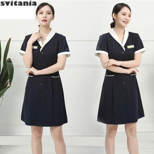New Hairdressers Work Clothes Womens Fashion Beauty Salon Slim Work uniform Summer Short Sleeves style