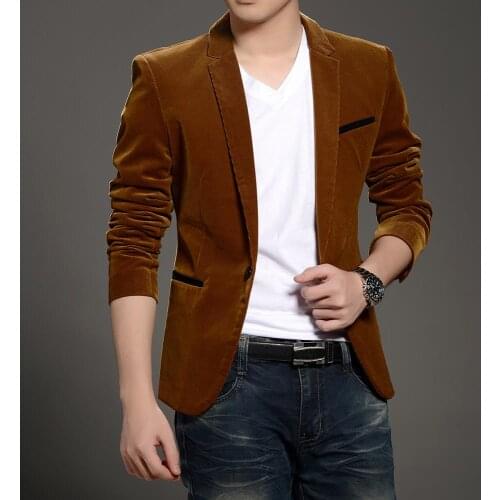 2021 new fashion brand Mens blazer jacket spring autumn winter coat slim fit corduroy male blaser jaqueta masculina Free shiping