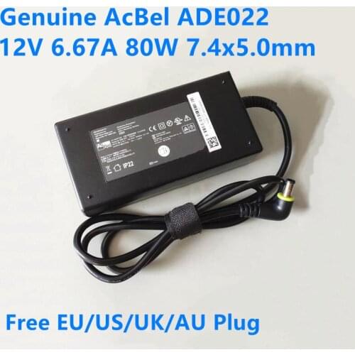 Genuine 12V 6.67A 80W 7.4x5.0mm AcBel ADE022 Power Supply AC Adapter For PHILIPS Charger