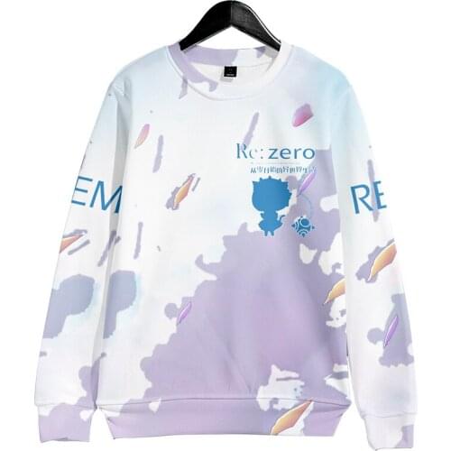 Re:Life in a different world from zero 3D Print Sweatshirt Loose Outwear High Quality Round Collar Autumn Pullover Tops