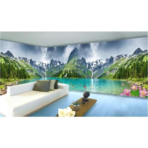Custom 3d murals wallpaper for walls 3 d Idyllic forest mural Nature beauty grassland snow mountain whole house background wall