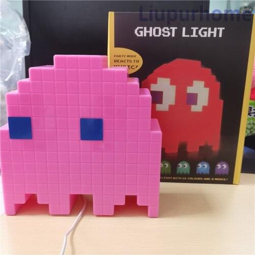 Pink Pac Man LED Night Light Home Decoration Ghost Lamp Kids Pixel Lampara Led Kids Gift Lampe New Eat Peas Party Bar Decor Lamp