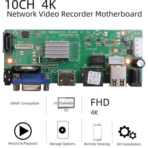 XM Original H.265 10CH 4K 5MP CCTV NVR security Network Video Recorder support ONVIF HDMI Smartphone PC for IP camera system