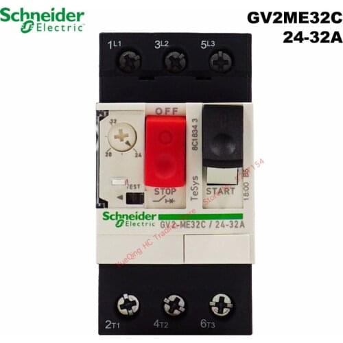 Schneider Electric GV2ME32C 24-32A motor thermal magnetic circuit breaker button 3P protection switch setting current range