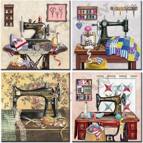 Sewing machine wall sticker embroidery room decor full Embroidery Pattern diamond 5D DIY paintings Cross stitch kits mosaic gift