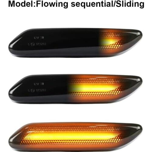 LED Front Fender Side Marker Light Turn Signal Lamp Assembly Replacement For 2011-2016 Mini Cooper R60 R61, Lens Style Black