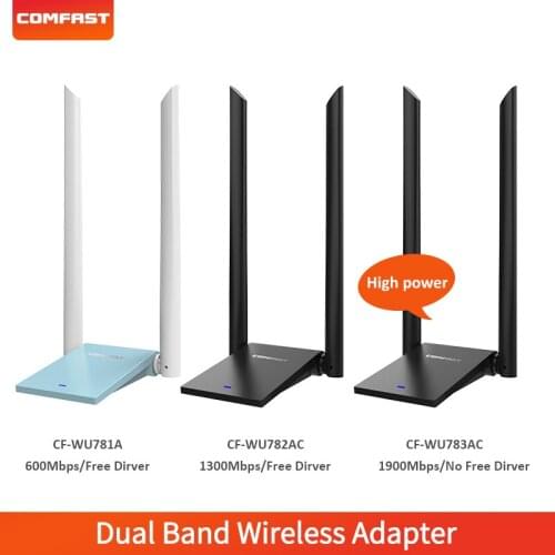 WIFI Adapter 11AC wireless Network Card Dual Band USB 2*6dBi Rotatable Antenna High speed Wlan wifi ethernet adapter for desktop