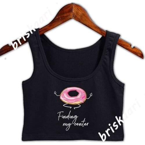 Yoga Donat Finding My Center Buddha Om Namaste Gym Crop Top Women Sexy Kawaii Crop Top Women Anti-Wrinkle New Style Graphic Vest