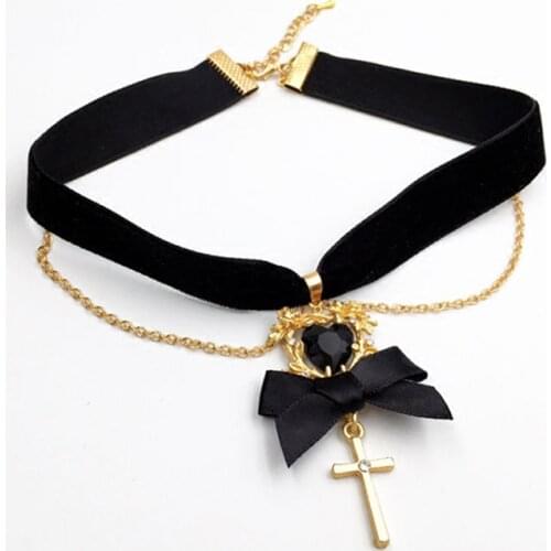 Free Shipping New woman female Original velvet baroque choker neckband collar cross court retro clavicle chain necklace jewelry
