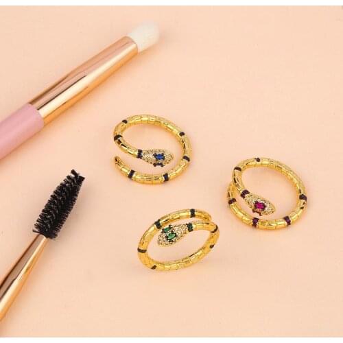 Women Ring Stackable Snake Shape Open Rings Finger Trendy Multicolor Adjustable Animal Scale Ring Ladies Wedding Party Jewelry