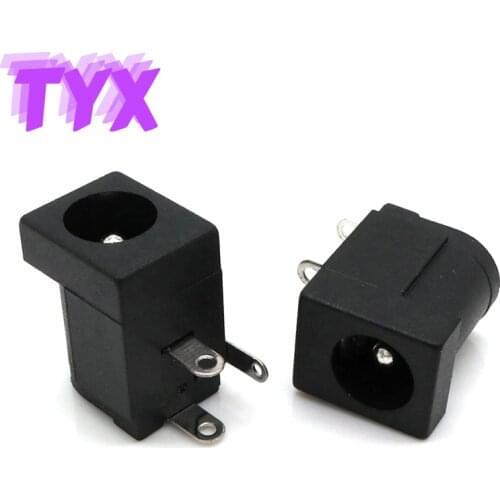 10PCS Dc-005 Three Pin Direct Plug Large DC Power Socket Dc005 5521 Female Base 5.5-2.1 5.5-2.5 Universal Power Socket