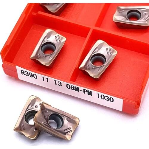 10PCS R390 11T308 M PM 1010//1025/10301040/4240/1130 carbide inserts for indexable end milling face milling tool