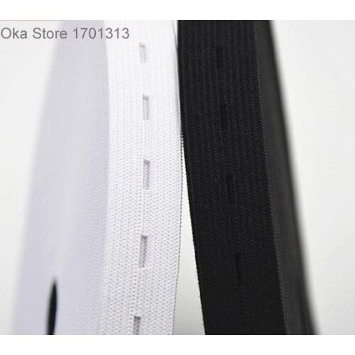 2cm*5meters black white elastique webbing button hole fitas strong elastic band Elastic ribbons strip tape for sewing clothes