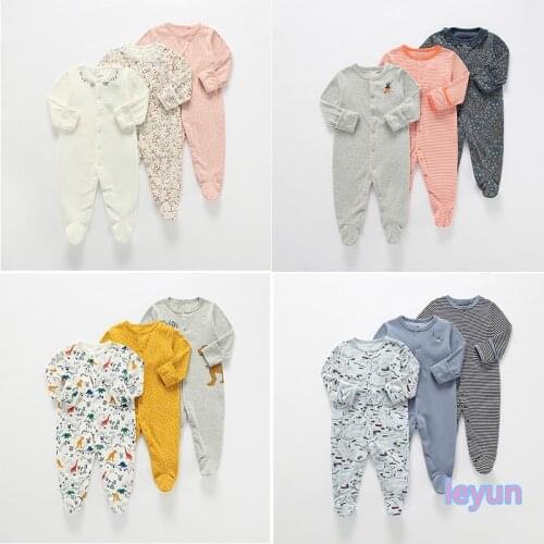3pcs /set Baby Newborn Sleepsuits 100% Cotton Infant Boy Girl Footies Rompers Babies Pajamas Girls Clothes Set Jumpsuit 0-12m