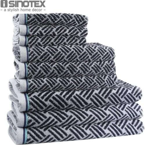 3 PCS/Lot 100% Cotton Yarn Dyed Striped Handkerchief, Face Cloth+Towel+Bath Towel Towel Set (34x34cm;34x76cm;65x135cm)