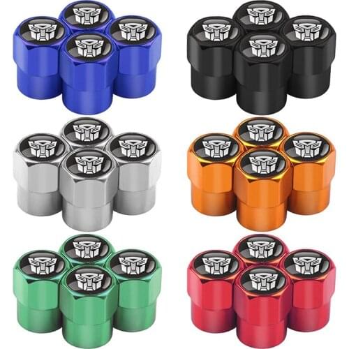 4Pcs Car Styling Car Wheel Tire Valve Caps case Transformers Badge Emblem Tail Decal Motorcycle Car Accessories Automobile