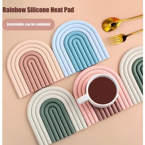 4PCS Silicone Coasters Insulation Pads Cup Mat Non Slip Placemat Heat Resistant Pot Plate Table Mat For Home Kitchen Decoration