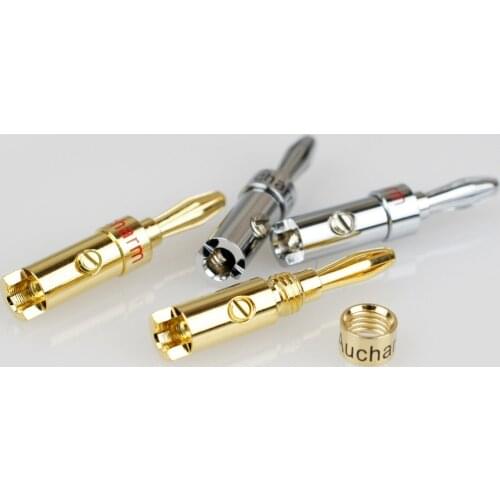 8pcs Gold plated Rhodium plated HiFi Audio Speaker Screw GD Amp Speaker Banana Male Terminal Jack plug connectors