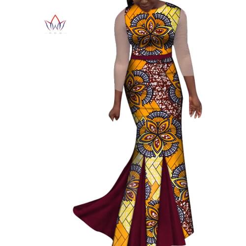 Africa Women Dress Bazin African Print Elegant Evening Long Dresses Dashiki African Dresses for Women African Clothing WY7271