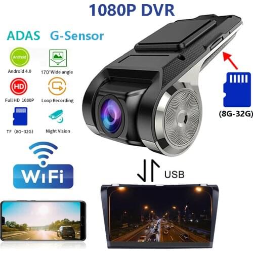 HD USB+Wifi Car Dash DVR Record Front Camera Video170 Degree Auto Recorder For Android Radio Multimedia Player Surveillance ADAS