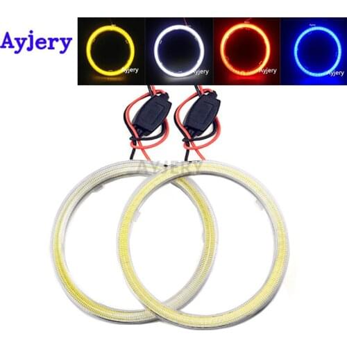 AYJERY 2 PCS COB 100MM Angel Eyes 72 SMD LED Auto Halo Ring Car Motorcycle With Cover COB 10 CM White Blue Red Yellow 12V/24V DC