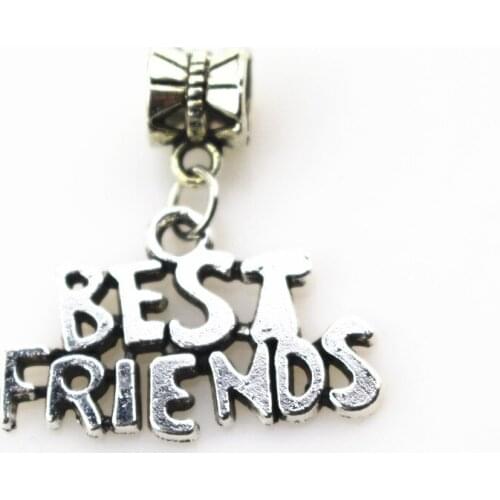 Free shipping 20pcs/lot best friends hanging charm big hole pendant beads charm fit pando bracelet diy jewelry dangle charms