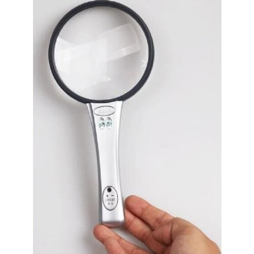 Bijia Handheld Reading Magnifier Acrylic Mirror with LED High Power HD Magnifier with Light