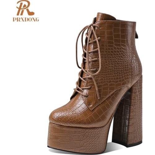 Sexy Boots Super High Heel Platform Ankle Boots for Women Zip Autumn Winter Party Brown Black Beige Female Shoes Plus Size 43