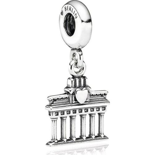 Real 925 Sterling Silver Bead Berlin Brandenburg Gate Dangle Charm Fit Fashion Women Pandora Bracelet Bangle Gift DIY Jewelry