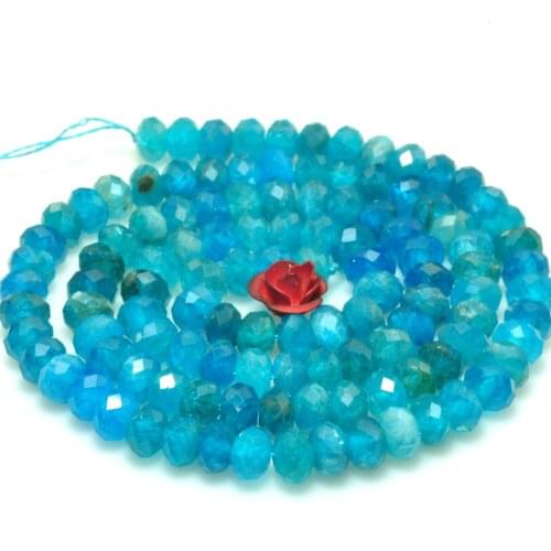 Loose beads Apatite blue roundel faceted 4/6mm 20cm for DIY jewelry making FPPJ wholesale beads nature