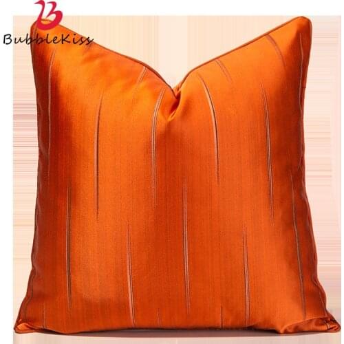 Bubble Kiss Orange Cushion Cover Embroidery Stripes Design Pillowcase Party Decorative Throw Pillow Cover for Chair Living Room