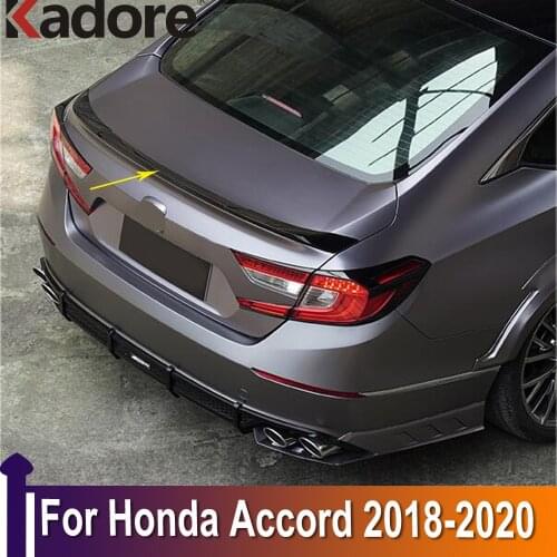 For Honda Accord 2018 2019 2020 ABS Carbon Fiber Rear Trunk Spoiler Wing Cover Trim Rear Tail Wing Spoiler Lid Trunk Car Styling