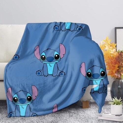 Home Textile Disney Stilch Dumbo Mermaid Series Cute Cartoon Pattern Flannel Soft Comfort Blanket Adult Children Sofa Bedding