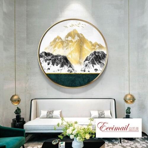 EECAMAIL Modern Living Room Diamond Painting Full Diamond Round Light Luxury Lucky Fortune Restaurant Hanging Painting Point